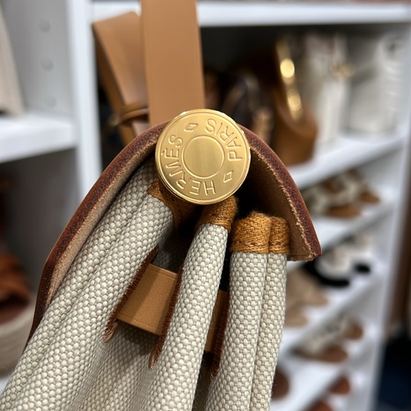 Hermes Vache Hunter Toile Herbag 31 PM Trench Gold - Picture 4 of 13